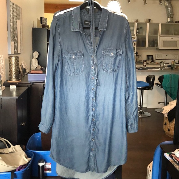 Denim Dress with Belt - Picture 1 of 2